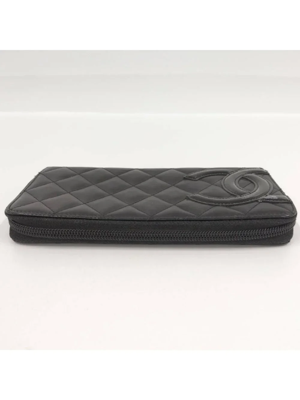 Chanel Cambon Line Zip Around Wallet Leather Black